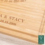 Personalized Dandelion Love Is In the Air FSC Bamboo Charcuterie Cutting Board with Name and Juice Groove Housewarming Wedding Gift for Couple Friend