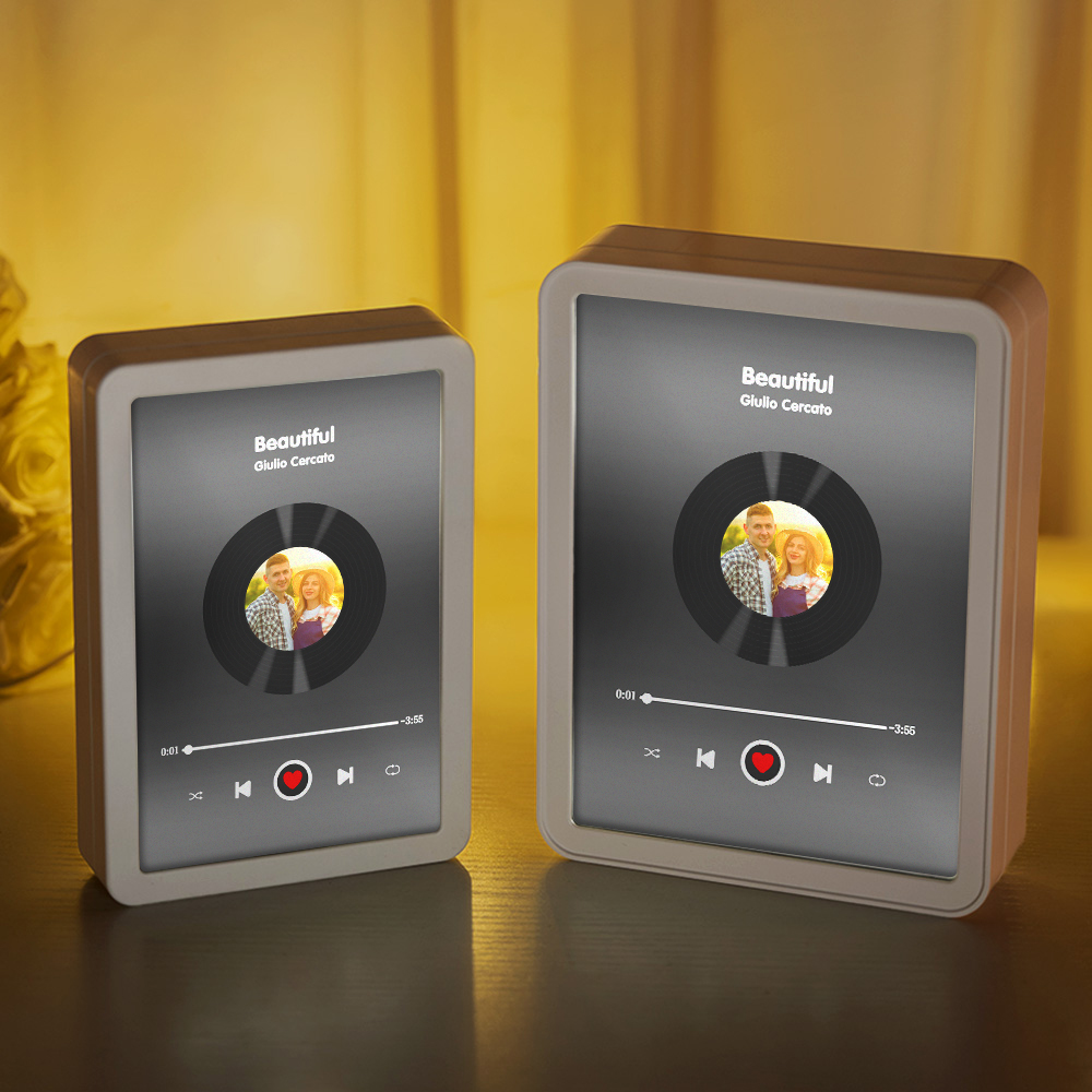 Cadre photo LED personnalisé avec nom, date et texte Décoration de bureau Anniversaire Cadeau d'anniversaire pour couple Famille