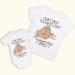 Personalized Fist Bump Father and Baby Tees Best Dad 100% Cotton T-shirt Our First Father’s Day Gift for New Dad