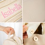 Neceser de maquillaje de piel personalizado con varios compartimentos, nombre bordado y cremallera doble Regalo de viaje para cumpleaños, vacaciones para mujeres y niñas