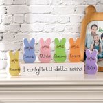 Set di blocchi di legno personalizzati da 1 a 15 coniglietti colorati con nome decorazione per la casa regalo di Pasqua per famiglia