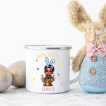 Personalized 3D Cartoon Flower Pot Boy Girl 11oz Silver Rim Enamel Mug with Name Happy Easter Holiday Party Favor Gift for Kids