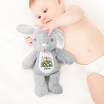 Huevos de Pascua personalizados Floral Cruz lindo peluche conejito animal de juguete con nombre Pascua Baby Shower Cumpleaños Regalo para los niños