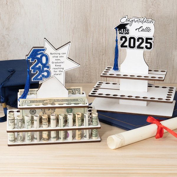 Personalisierte Graduation Cap Star Cake Geldhalter mit Namen und Text 50holes Graduation Geschenk für Klasse von 2025 Absolventen