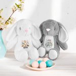 Huevos de Pascua personalizados Floral Cruz lindo peluche conejito animal de juguete con nombre Pascua Baby Shower Cumpleaños Regalo para los niños
