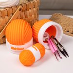 Recipiente de ganchillo con forma de ovillo multicolor personalizado con nombre Accesorios de ganchillo para guardar Regalo de cumpleaños para los amantes del punto