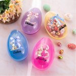 Personalized Cute Bunny Bow Initial Fillable Jumbo Easter Egg with Name Party Favor Egg Hunting Easter Hamper Gift for Boys Girls