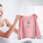 Personalized Cute Peter Rabbit Easter Bunny Embroidered Knitted Sweater with Name Birthday Easter Gift for Boys Girls