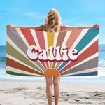 Toalla de playa personalizada, multicolor, extragrande, de secado rápido, con el nombre reflejado en el sol, esencial para viajes Regalo de cumpleaños para un amigo de la familia