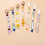 Personalized Nature Country Animal Design Pacifier Clip Holder with Name Beaded Dummy Chain Birthday Baby Shower Gift for Newborn