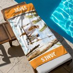 Personalized Multicolor Photo Quick Dry Oversized Beach Towel with Text Summer Vacation Travel Essential Beach Party Gift for Family Kids