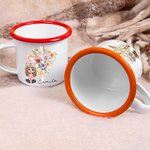 Personalized Cross Birth Flower Bunny Ears Cartoon Character 11oz Colored Rim Enamel Mug with Name Easter Back to School Birthday Gift for Kids