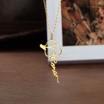 Personalized Cowgirl with Hat Outline Design Name Necklace Anniversary Birthday Gift for Women Equestrian Enthusiasts