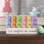 Set de bloques de madera personalizados del 1 al 15 con conejitos de colores con nombre decoración para el hogar regalo de Pascua para la familia