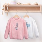 Personalized Cute Peter Rabbit Easter Bunny Embroidered Knitted Sweater with Name Birthday Easter Gift for Boys Girls