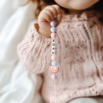 Personalized Nature Country Animal Design Pacifier Clip Holder with Name Beaded Dummy Chain Birthday Baby Shower Gift for Newborn