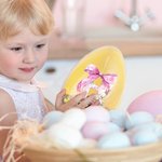 Personalized Cute Bunny Bow Initial Fillable Jumbo Easter Egg with Name Party Favor Egg Hunting Easter Hamper Gift for Boys Girls