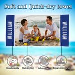 Personalized Multicolor Photo Quick Dry Oversized Beach Towel with Text Summer Vacation Travel Essential Beach Party Gift for Family Kids