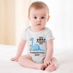 Personalisierte Dinosaurier Vater und Sohn Tochter Baumwoll-T-Shirt Anzug Unser erster Vatertag Geschenk Besonderes Geschenk für Papa Männer