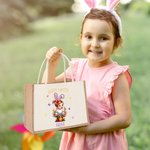 Personalized Cartoon Kid Bunny Ears Reusable Jute Tote Bag with Name Easter Gift for Boys Girls
