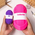 Recipiente de ganchillo con forma de ovillo multicolor personalizado con nombre Accesorios de ganchillo para guardar Regalo de cumpleaños para los amantes del punto