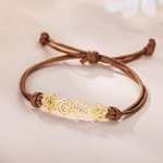 Personalized Minimalist Adjustable 1-8 Birth Flower Waxed Line Bracelet Charm Jewelry Birthday Christmas Gift for Women