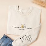 Personalized Classic Winnie the Pooh Mama Beer 100% Cotton Crewneck Sweatshirt with Name Birthday Mother's Day Gift for Mom Grandma