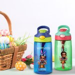 Personalised 3D Cartoon Flower Pot Boy Girl 16 oz Kid Water Bottle with Handle and Straw Back to School Easter Birthday Gift for Kids
