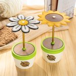 Personalized Sunflower Daisy Portable Wrist Yarn Holder Storage Pot with Engraved Name Crochet Accessories Birthday Gift for Craft Knitting Lovers