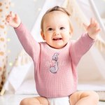 Personalized Cute Peter Rabbit Easter Bunny Embroidered Knitted Sweater with Name Birthday Easter Gift for Boys Girls