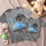 Personalisierte Dinosaurier Vater und Sohn Tochter Baumwoll-T-Shirt Anzug Unser erster Vatertag Geschenk Besonderes Geschenk für Papa Männer