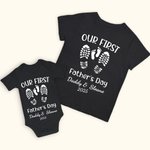 Gepersonaliseerde Footprints Outfit Onze Eerste Vaderdag 100% Katoenen T-shirt Baby Onesie met Naam Cadeau voor Papa Baby