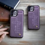 Personalized Cross Bible Leather Flip Wallet Phone Case for iPhone with Name RFID Blocking Card Holder Baptism Birthday Gift for Christian