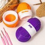 Recipiente de ganchillo con forma de ovillo multicolor personalizado con nombre Accesorios de ganchillo para guardar Regalo de cumpleaños para los amantes del punto