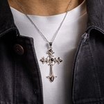 Personalized Punk Cross Compass Photo Projection Necklace Gothic Style Jewelry Anniversary Birthday Gift for Family Friends Rock Lovers