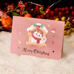 Merry Christmas Pink Cute Cartoon Snowman Christmas Card