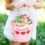 Borsa a secchiello personalizzata con nome ricamato e biglietto a forma di cuore Compleanno San Valentino Regalo di scambio scolastico per bambini
