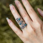 Personalized Simple Line Design Turquoise Ring with Initial Western Culture Jewelry Birthday Gift for Women Cowgirl Lovers