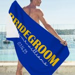 Personalised Bride Bridegroom Quick Dry Oversized Microfiber Beach Towel with Text and Date Bachelor Bachelorette Party Gift for Bride Groom