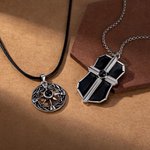 Personalized Punk Cross Compass Photo Projection Necklace Gothic Style Jewelry Anniversary Birthday Gift for Family Friends Rock Lovers