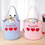 Borsa a secchiello personalizzata con nome ricamato e biglietto a forma di cuore Compleanno San Valentino Regalo di scambio scolastico per bambini