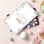 Personalised Cute Peter Rabbit Floral Initial Easter Biscuit Tin Storage Box with Name Easter Party Birthday Gift for Kids