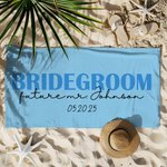 Personalised Bride Bridegroom Quick Dry Oversized Microfiber Beach Towel with Text and Date Bachelor Bachelorette Party Gift for Bride Groom