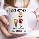 Personalized Like Mother Like Daughter Cartoon Character 11 oz Ceramic Mug with Name Mother's Day Birthday Gift for Women