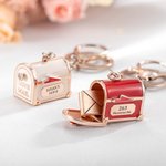 Personalized Openable Love Mail Mailbox Design Bag Charm Keychain with Love Letter and Engraved Text Valentine's Day Anniversary Gift for Couple