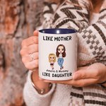 Personalized Like Mother Like Daughter Cartoon Character 11 oz Ceramic Mug with Name Mother's Day Birthday Gift for Women