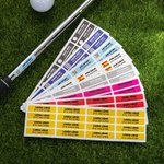 Set de 16 pegatinas personalizadas de vinilo multicolor a prueba de agua para golf o tenis con nombre y número regalo para amantes del golf