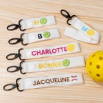 Gepersonaliseerde Tennis Baseball Pickleball Hof omheining tas haak met borduurwerk initiële naam sport accessoire Game Day Gift voor sportliefhebber