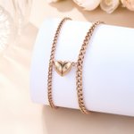 Personalised Heart-shaped Pendant Matching Magnetic Bracelet with Engraved Initial Birthday Valentine's Day Anniversary Gift for Couples Friends