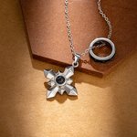 Personalized Punk Cross Compass Photo Projection Necklace Gothic Style Jewelry Anniversary Birthday Gift for Family Friends Rock Lovers